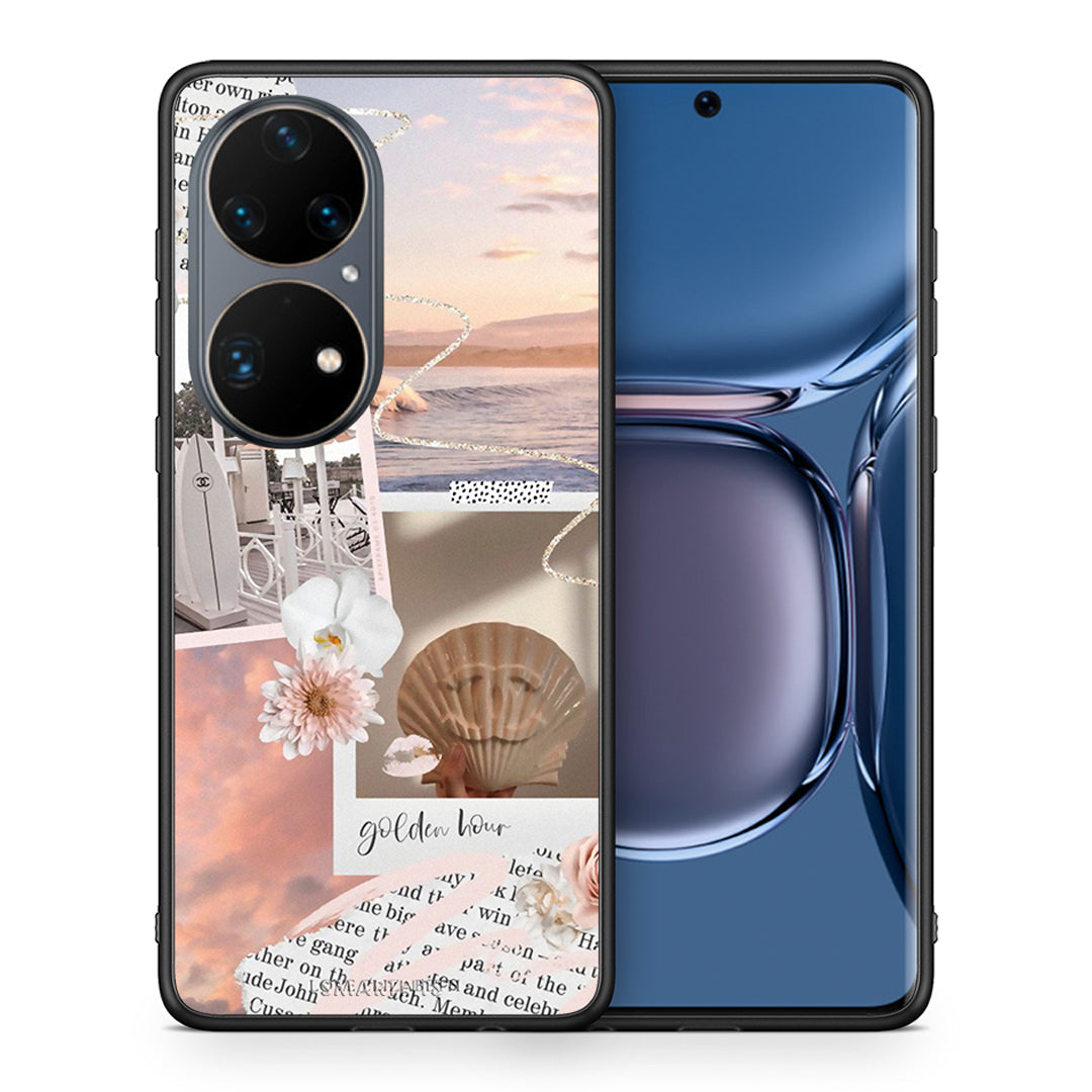 Θήκη Αγίου Βαλεντίνου Huawei P50 Pro Golden Hour από τη Smartfits με σχέδιο στο πίσω μέρος και μαύρο περίβλημα | Huawei P50 Pro Golden Hour case with colorful back and black bezels