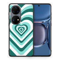 Thumbnail for Θήκη Huawei P50 Pro Green Hearts από τη Smartfits με σχέδιο στο πίσω μέρος και μαύρο περίβλημα | Huawei P50 Pro Green Hearts case with colorful back and black bezels