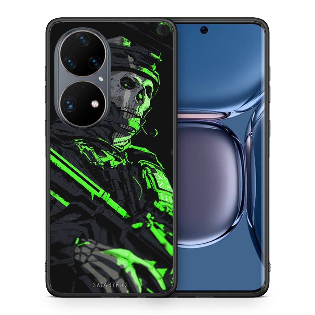 Θήκη Αγίου Βαλεντίνου Huawei P50 Pro Green Soldier από τη Smartfits με σχέδιο στο πίσω μέρος και μαύρο περίβλημα | Huawei P50 Pro Green Soldier case with colorful back and black bezels
