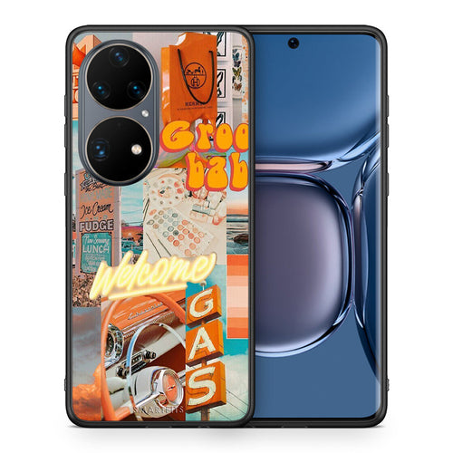 Θήκη Αγίου Βαλεντίνου Huawei P50 Pro Groovy Babe από τη Smartfits με σχέδιο στο πίσω μέρος και μαύρο περίβλημα | Huawei P50 Pro Groovy Babe case with colorful back and black bezels