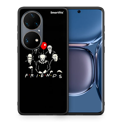 Θήκη Huawei P50 Pro Halloween Friends από τη Smartfits με σχέδιο στο πίσω μέρος και μαύρο περίβλημα | Huawei P50 Pro Halloween Friends case with colorful back and black bezels