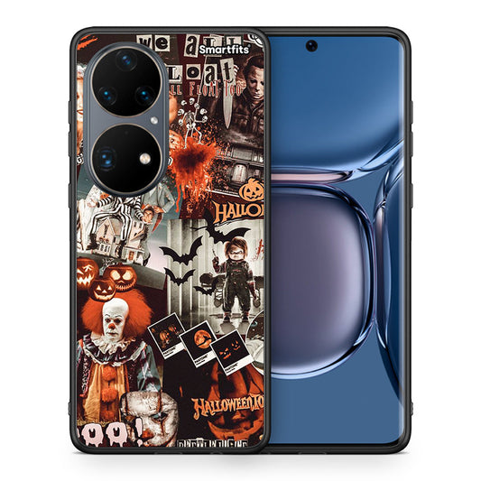 Θήκη Huawei P50 Pro Halloween Spooky Season από τη Smartfits με σχέδιο στο πίσω μέρος και μαύρο περίβλημα | Huawei P50 Pro Halloween Spooky Season case with colorful back and black bezels