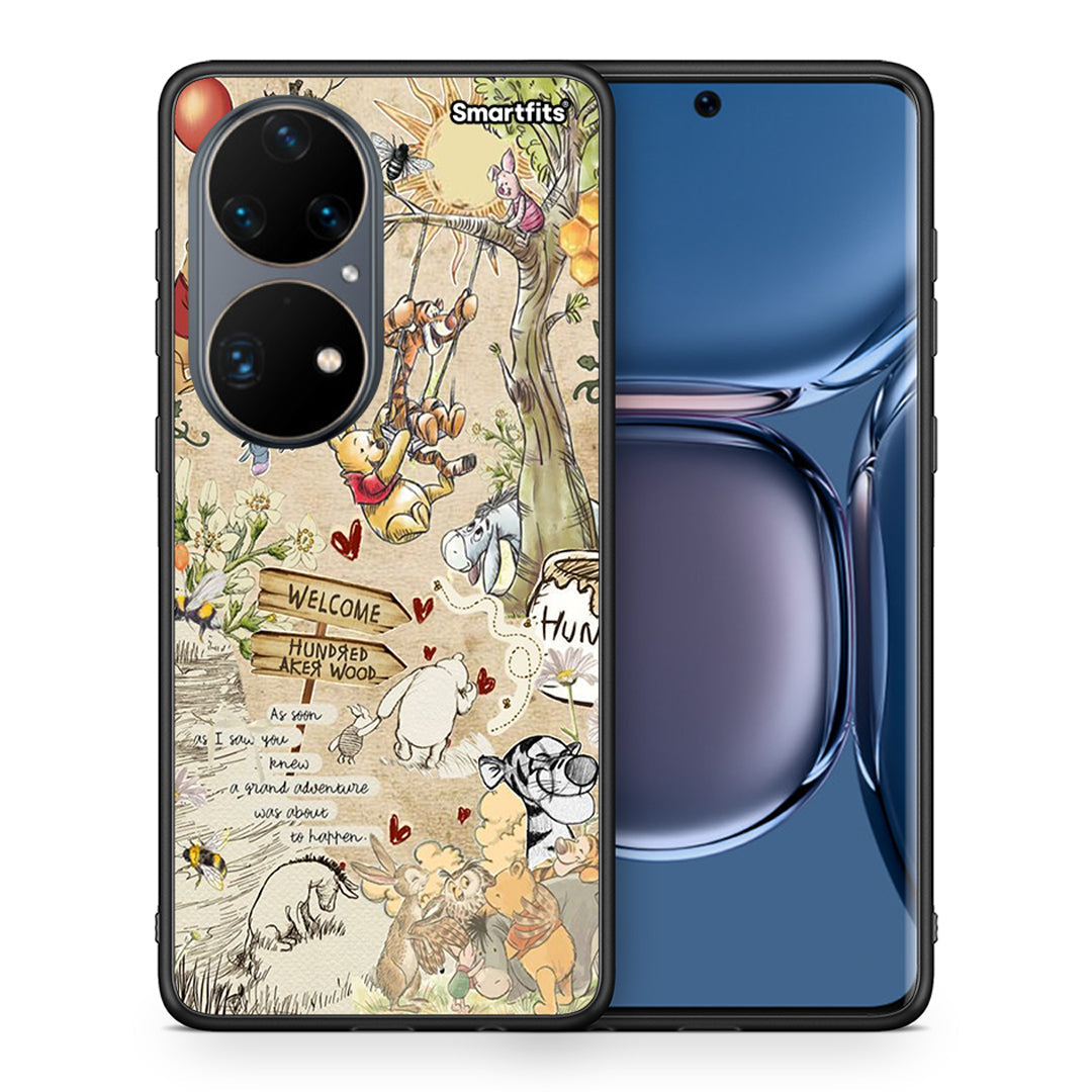 Θήκη Huawei P50 Pro Happy Friends από τη Smartfits με σχέδιο στο πίσω μέρος και μαύρο περίβλημα | Huawei P50 Pro Happy Friends case with colorful back and black bezels