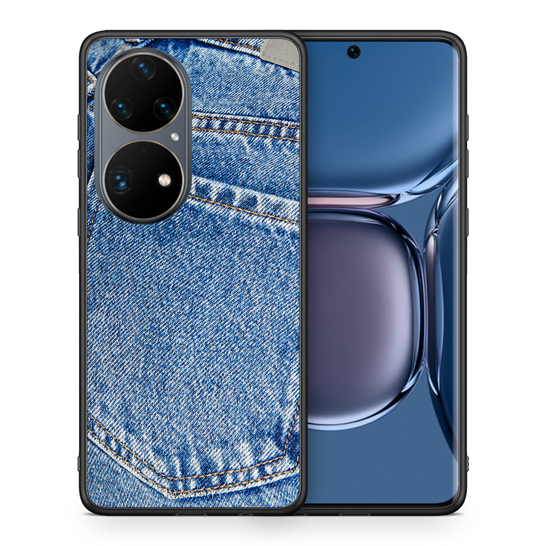 Θήκη Huawei P50 Pro Jeans Pocket από τη Smartfits με σχέδιο στο πίσω μέρος και μαύρο περίβλημα | Huawei P50 Pro Jeans Pocket case with colorful back and black bezels