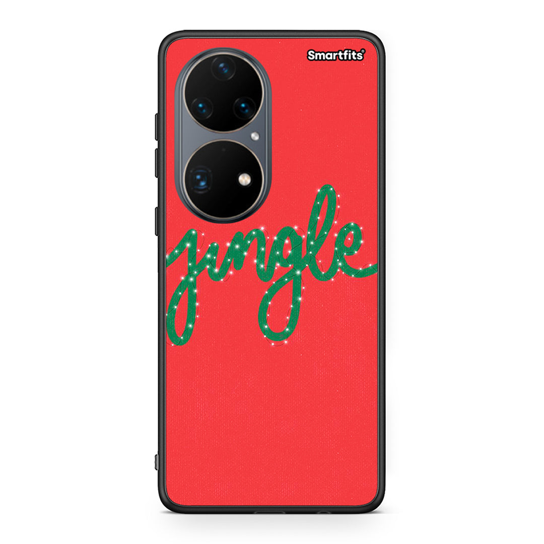 Huawei P50 Pro Jingle Xmas θήκη από τη Smartfits με σχέδιο στο πίσω μέρος και μαύρο περίβλημα | Smartphone case with colorful back and black bezels by Smartfits