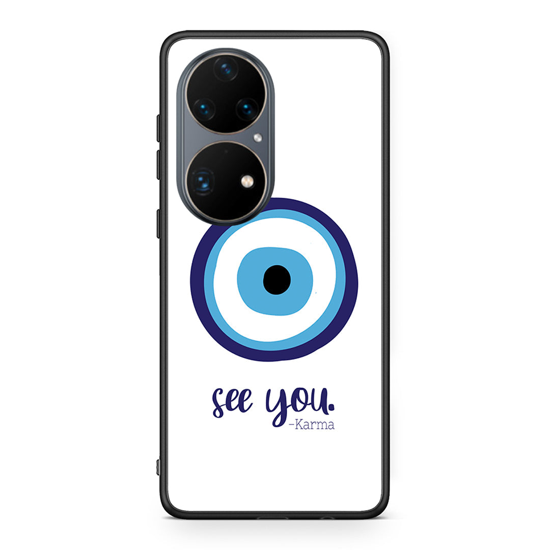 Huawei P50 Pro Karma Says θήκη από τη Smartfits με σχέδιο στο πίσω μέρος και μαύρο περίβλημα | Smartphone case with colorful back and black bezels by Smartfits