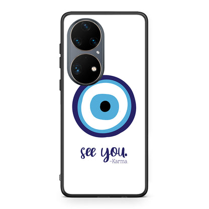 Huawei P50 Pro Karma Says θήκη από τη Smartfits με σχέδιο στο πίσω μέρος και μαύρο περίβλημα | Smartphone case with colorful back and black bezels by Smartfits