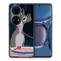 Thumbnail for Θήκη Αγίου Βαλεντίνου Huawei P50 Pro Lady And Tramp 1 από τη Smartfits με σχέδιο στο πίσω μέρος και μαύρο περίβλημα | Huawei P50 Pro Lady And Tramp 1 case with colorful back and black bezels