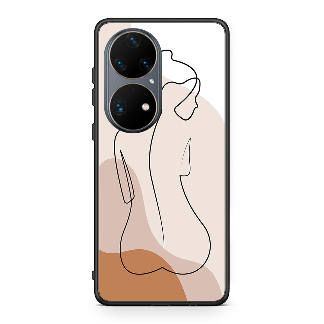 Huawei P50 Pro LineArt Woman θήκη από τη Smartfits με σχέδιο στο πίσω μέρος και μαύρο περίβλημα | Smartphone case with colorful back and black bezels by Smartfits