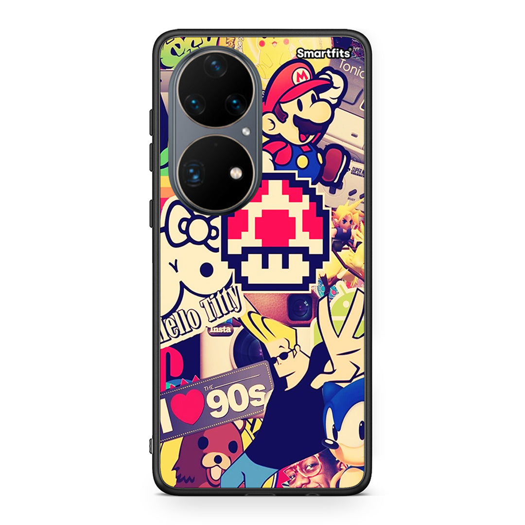 Huawei P50 Pro Love The 90s θήκη από τη Smartfits με σχέδιο στο πίσω μέρος και μαύρο περίβλημα | Smartphone case with colorful back and black bezels by Smartfits