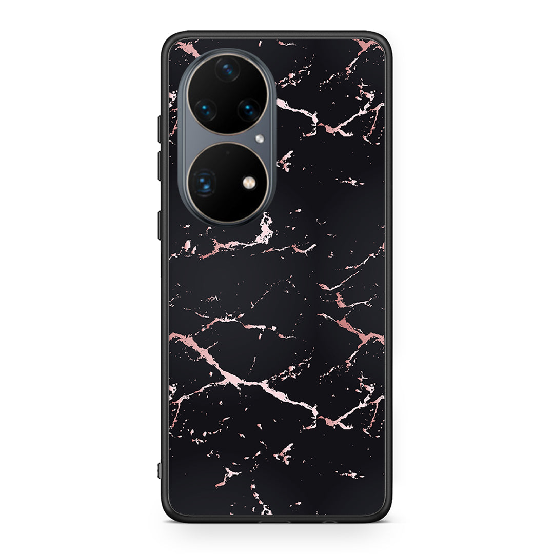 4 - Huawei P50 Pro Black Rosegold Marble case, cover, bumper