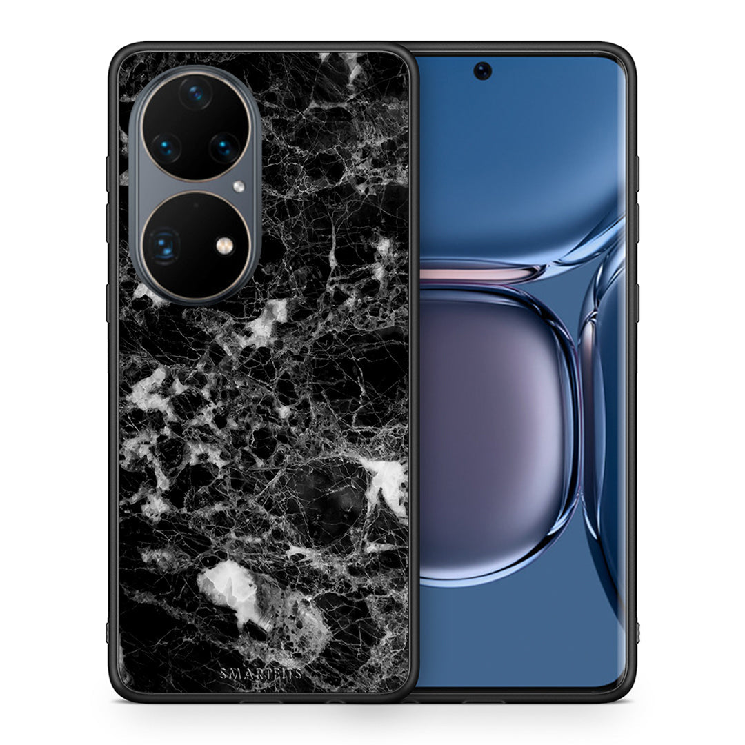 Θήκη Huawei P50 Pro Male Marble από τη Smartfits με σχέδιο στο πίσω μέρος και μαύρο περίβλημα | Huawei P50 Pro Male Marble case with colorful back and black bezels