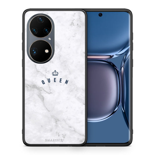 Θήκη Huawei P50 Pro Queen Marble από τη Smartfits με σχέδιο στο πίσω μέρος και μαύρο περίβλημα | Huawei P50 Pro Queen Marble case with colorful back and black bezels