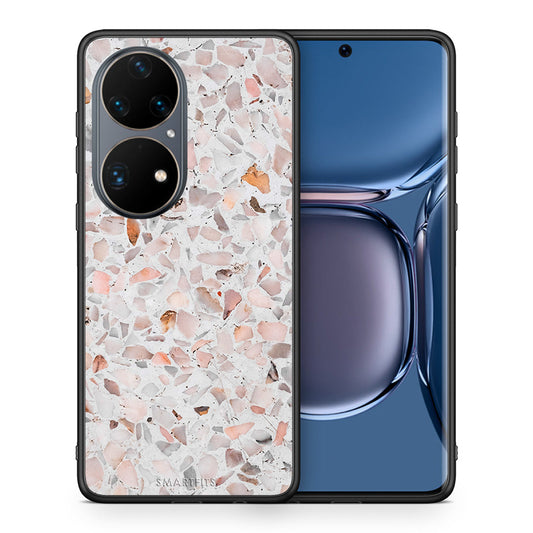 Θήκη Huawei P50 Pro Marble Terrazzo από τη Smartfits με σχέδιο στο πίσω μέρος και μαύρο περίβλημα | Huawei P50 Pro Marble Terrazzo case with colorful back and black bezels