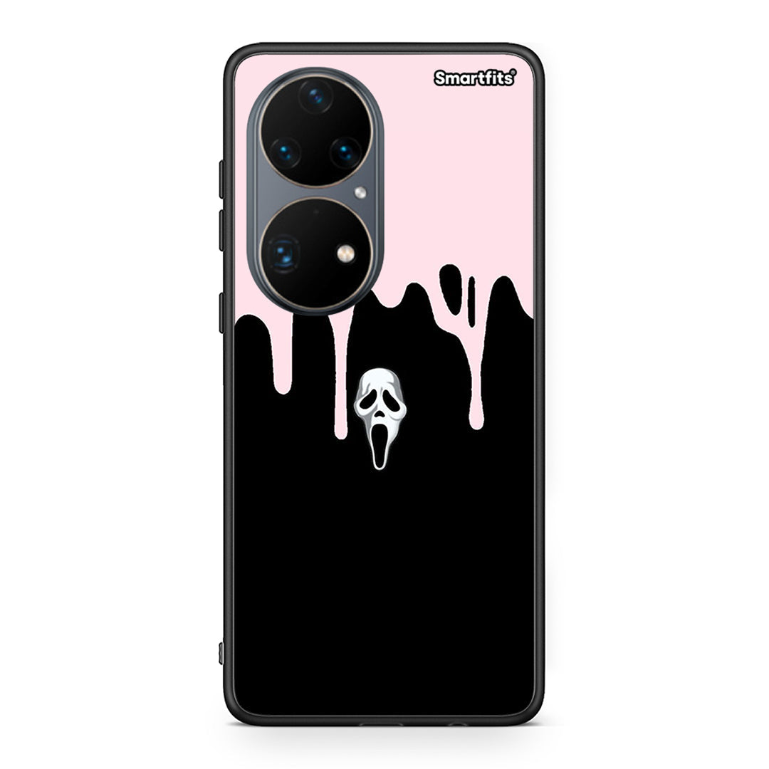 Huawei P50 Pro Melting Halloween Mask Θήκη από τη Smartfits με σχέδιο στο πίσω μέρος και μαύρο περίβλημα | Smartphone case with colorful back and black bezels by Smartfits