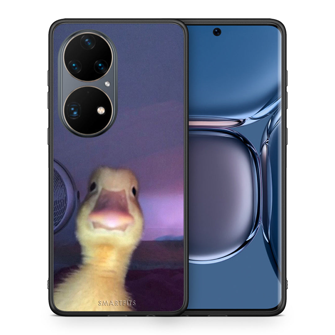Θήκη Huawei P50 Pro Meme Duck από τη Smartfits με σχέδιο στο πίσω μέρος και μαύρο περίβλημα | Huawei P50 Pro Meme Duck case with colorful back and black bezels