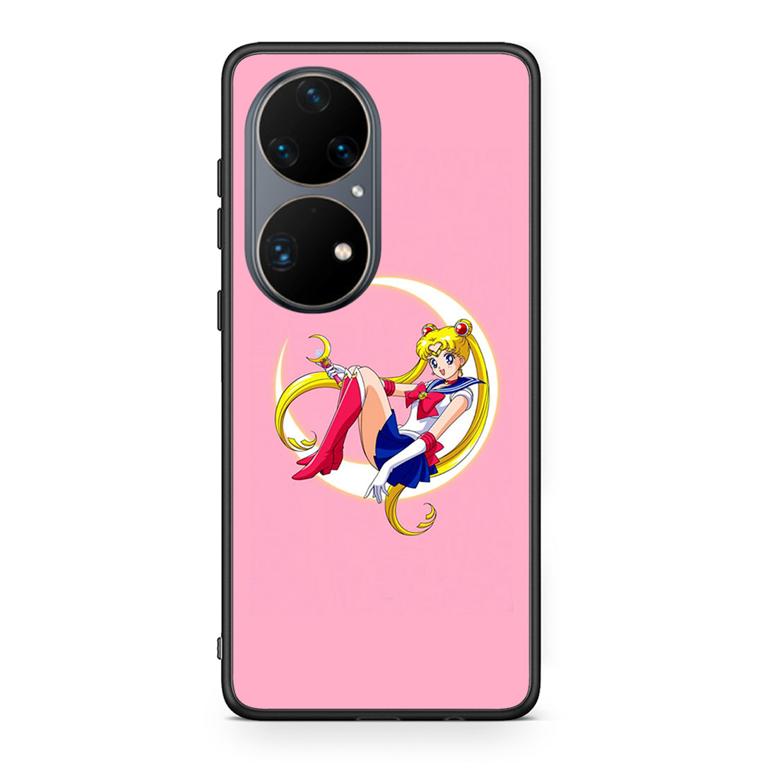 Huawei P50 Pro Moon Girl θήκη από τη Smartfits με σχέδιο στο πίσω μέρος και μαύρο περίβλημα | Smartphone case with colorful back and black bezels by Smartfits