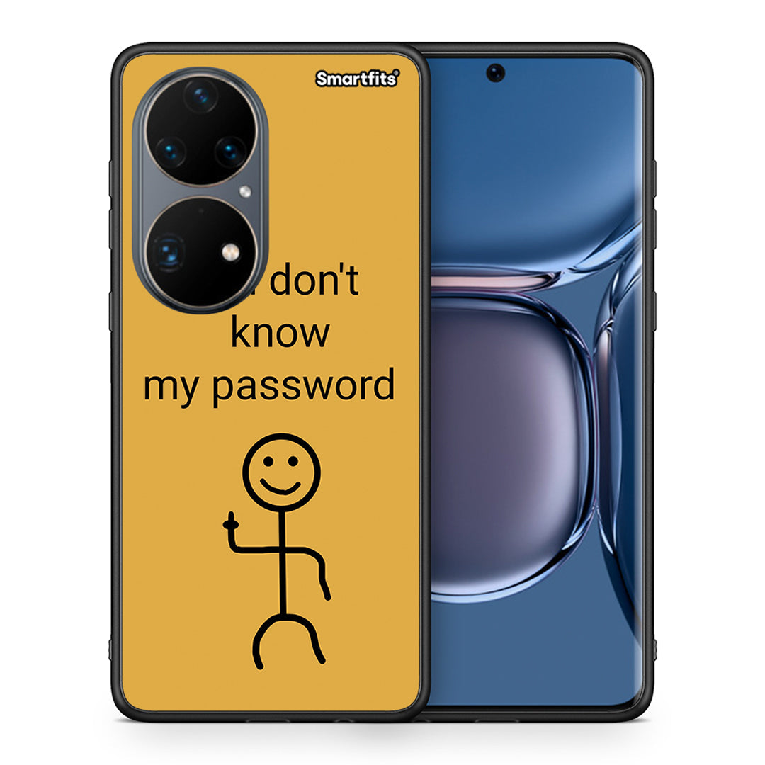 Θήκη Huawei P50 Pro My Password από τη Smartfits με σχέδιο στο πίσω μέρος και μαύρο περίβλημα | Huawei P50 Pro My Password case with colorful back and black bezels
