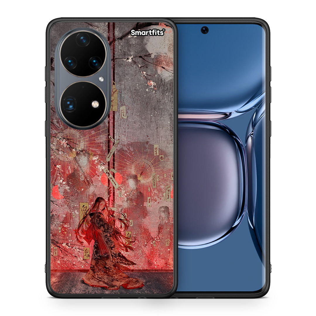 Θήκη Huawei P50 Pro Nezuko Kamado από τη Smartfits με σχέδιο στο πίσω μέρος και μαύρο περίβλημα | Huawei P50 Pro Nezuko Kamado case with colorful back and black bezels