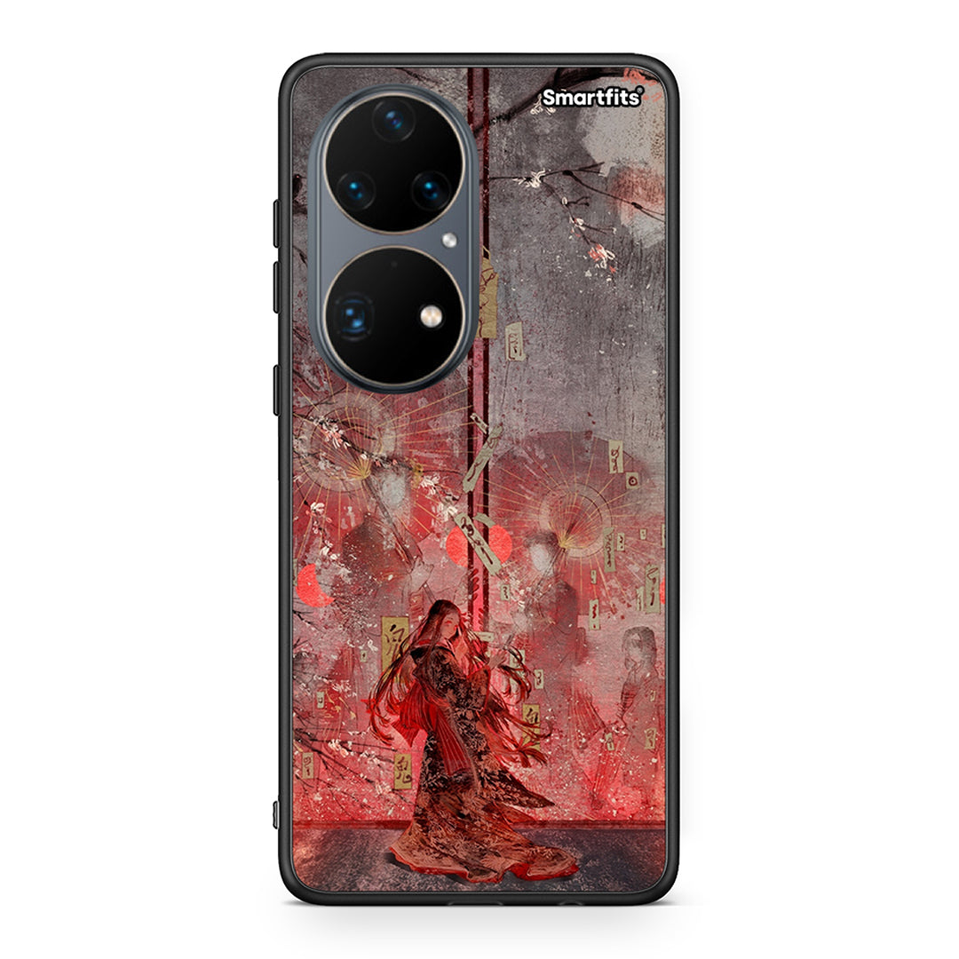 Huawei P50 Pro Nezuko Kamado θήκη από τη Smartfits με σχέδιο στο πίσω μέρος και μαύρο περίβλημα | Smartphone case with colorful back and black bezels by Smartfits