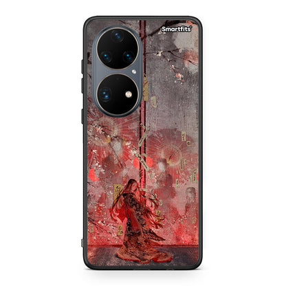 Huawei P50 Pro Nezuko Kamado θήκη από τη Smartfits με σχέδιο στο πίσω μέρος και μαύρο περίβλημα | Smartphone case with colorful back and black bezels by Smartfits