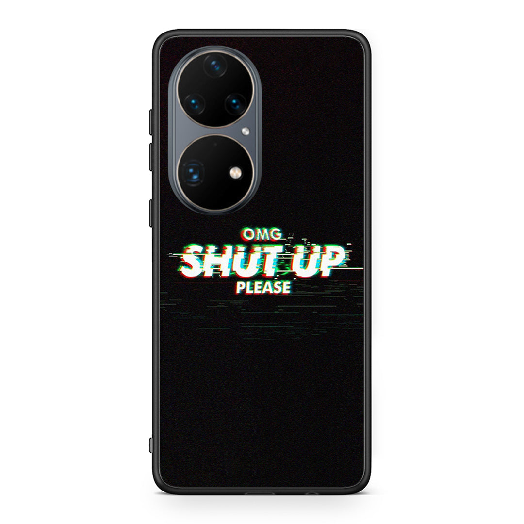 Huawei P50 Pro OMG ShutUp θήκη από τη Smartfits με σχέδιο στο πίσω μέρος και μαύρο περίβλημα | Smartphone case with colorful back and black bezels by Smartfits