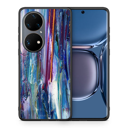 Θήκη Huawei P50 Pro Winter Paint από τη Smartfits με σχέδιο στο πίσω μέρος και μαύρο περίβλημα | Huawei P50 Pro Winter Paint case with colorful back and black bezels