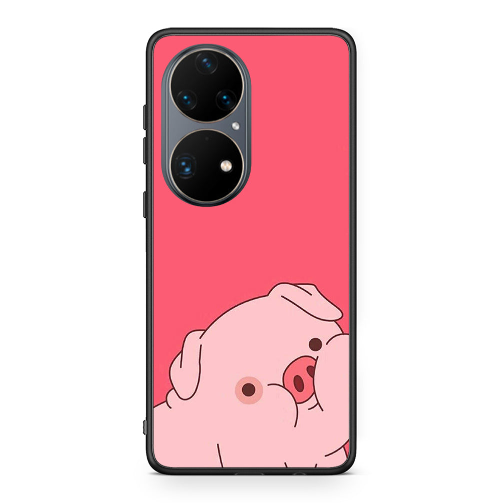 Huawei P50 Pro Pig Love 1 Θήκη Αγίου Βαλεντίνου από τη Smartfits με σχέδιο στο πίσω μέρος και μαύρο περίβλημα | Smartphone case with colorful back and black bezels by Smartfits
