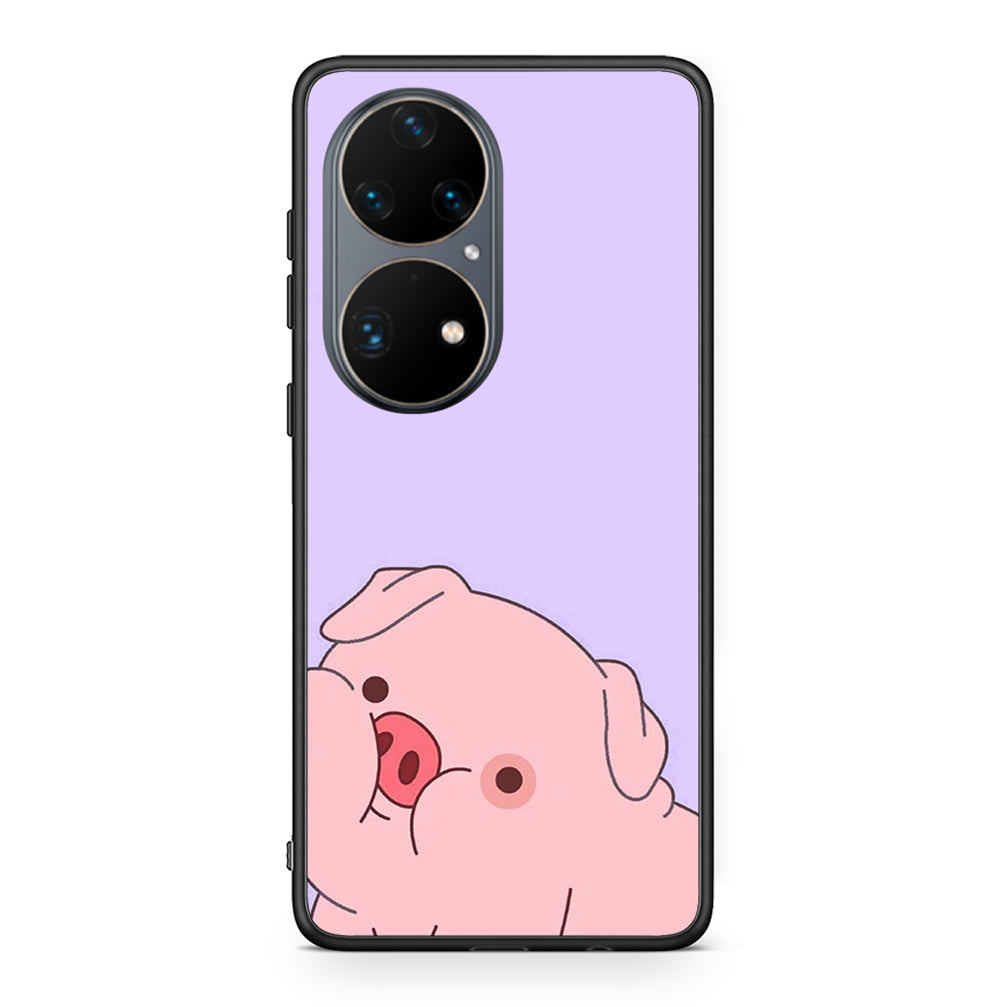 Huawei P50 Pro Pig Love 2 Θήκη Αγίου Βαλεντίνου από τη Smartfits με σχέδιο στο πίσω μέρος και μαύρο περίβλημα | Smartphone case with colorful back and black bezels by Smartfits