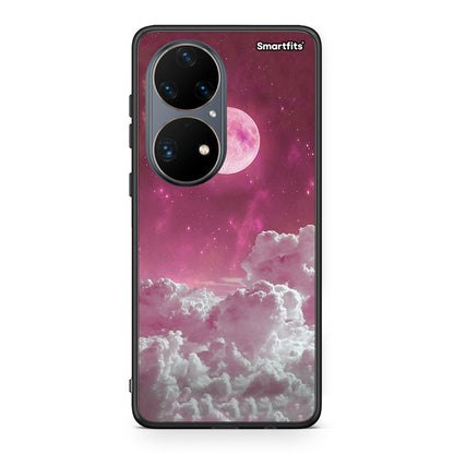 Huawei P50 Pro Pink Moon Θήκη από τη Smartfits με σχέδιο στο πίσω μέρος και μαύρο περίβλημα | Smartphone case with colorful back and black bezels by Smartfits