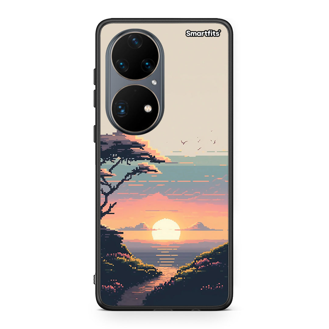 Huawei P50 Pro Pixel Sunset Θήκη από τη Smartfits με σχέδιο στο πίσω μέρος και μαύρο περίβλημα | Smartphone case with colorful back and black bezels by Smartfits