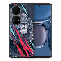Thumbnail for Θήκη Huawei P50 Pro Lion Designer PopArt από τη Smartfits με σχέδιο στο πίσω μέρος και μαύρο περίβλημα | Huawei P50 Pro Lion Designer PopArt case with colorful back and black bezels
