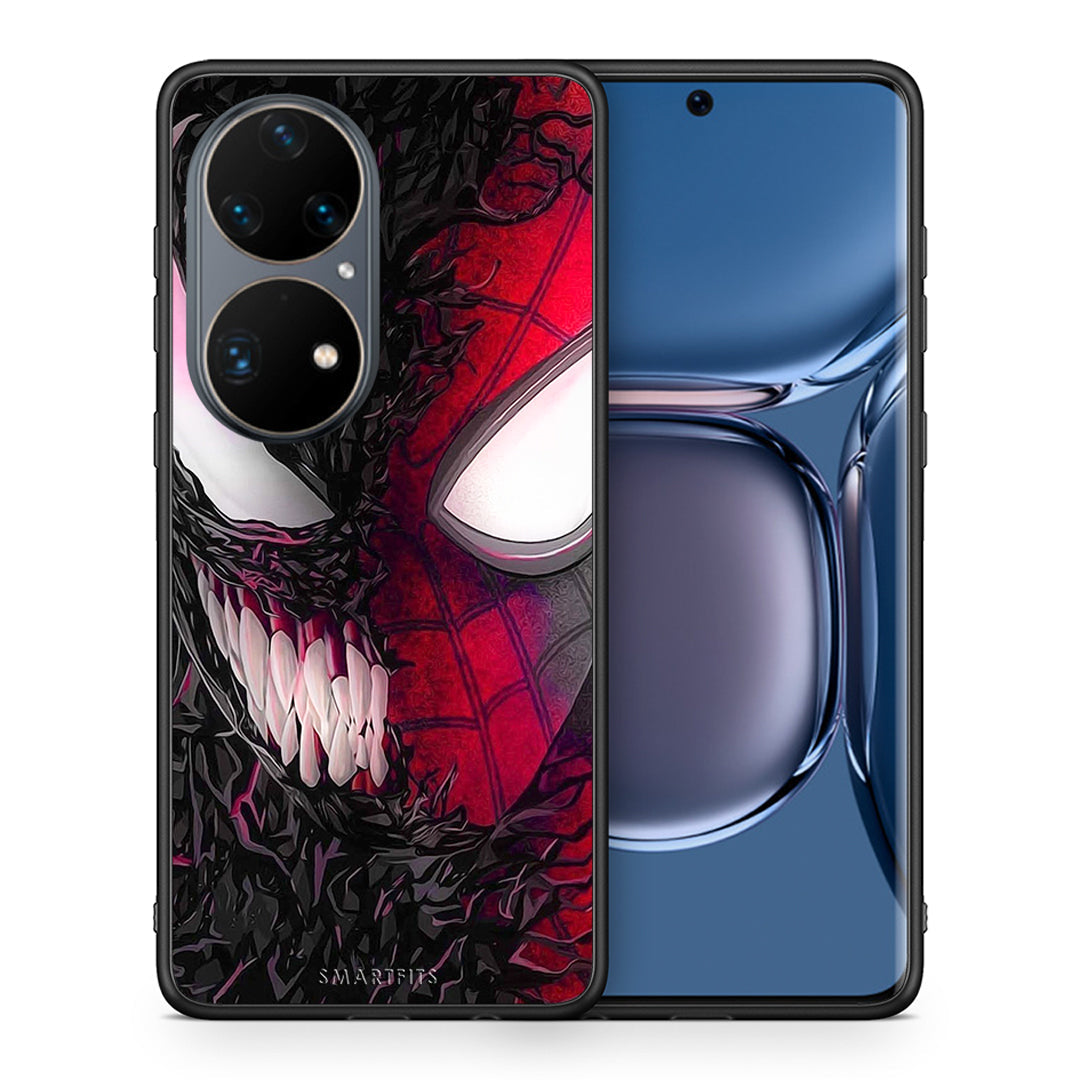 Θήκη Huawei P50 Pro SpiderVenom PopArt από τη Smartfits με σχέδιο στο πίσω μέρος και μαύρο περίβλημα | Huawei P50 Pro SpiderVenom PopArt case with colorful back and black bezels