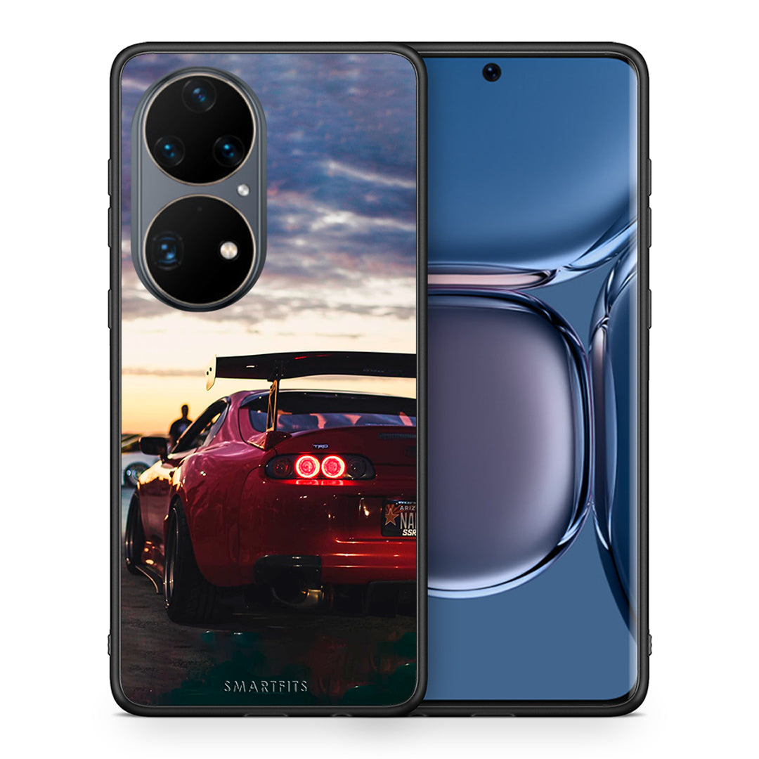 Θήκη Huawei P50 Pro Racing Supra από τη Smartfits με σχέδιο στο πίσω μέρος και μαύρο περίβλημα | Huawei P50 Pro Racing Supra case with colorful back and black bezels