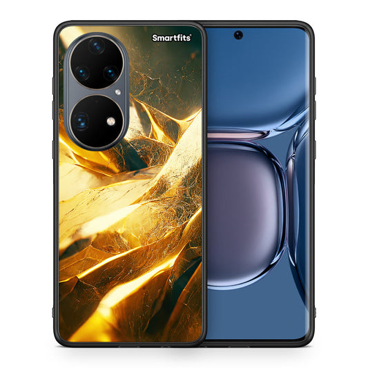 Θήκη Huawei P50 Pro Real Gold από τη Smartfits με σχέδιο στο πίσω μέρος και μαύρο περίβλημα | Huawei P50 Pro Real Gold case with colorful back and black bezels