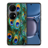 Thumbnail for Θήκη Huawei P50 Pro Real Peacock Feathers από τη Smartfits με σχέδιο στο πίσω μέρος και μαύρο περίβλημα | Huawei P50 Pro Real Peacock Feathers case with colorful back and black bezels