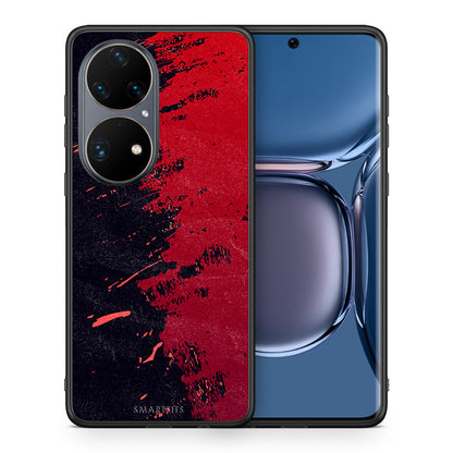 Θήκη Αγίου Βαλεντίνου Huawei P50 Pro Red Paint από τη Smartfits με σχέδιο στο πίσω μέρος και μαύρο περίβλημα | Huawei P50 Pro Red Paint case with colorful back and black bezels