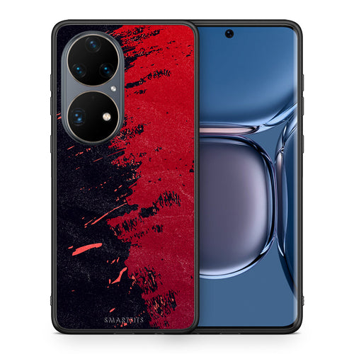 Θήκη Αγίου Βαλεντίνου Huawei P50 Pro Red Paint από τη Smartfits με σχέδιο στο πίσω μέρος και μαύρο περίβλημα | Huawei P50 Pro Red Paint case with colorful back and black bezels