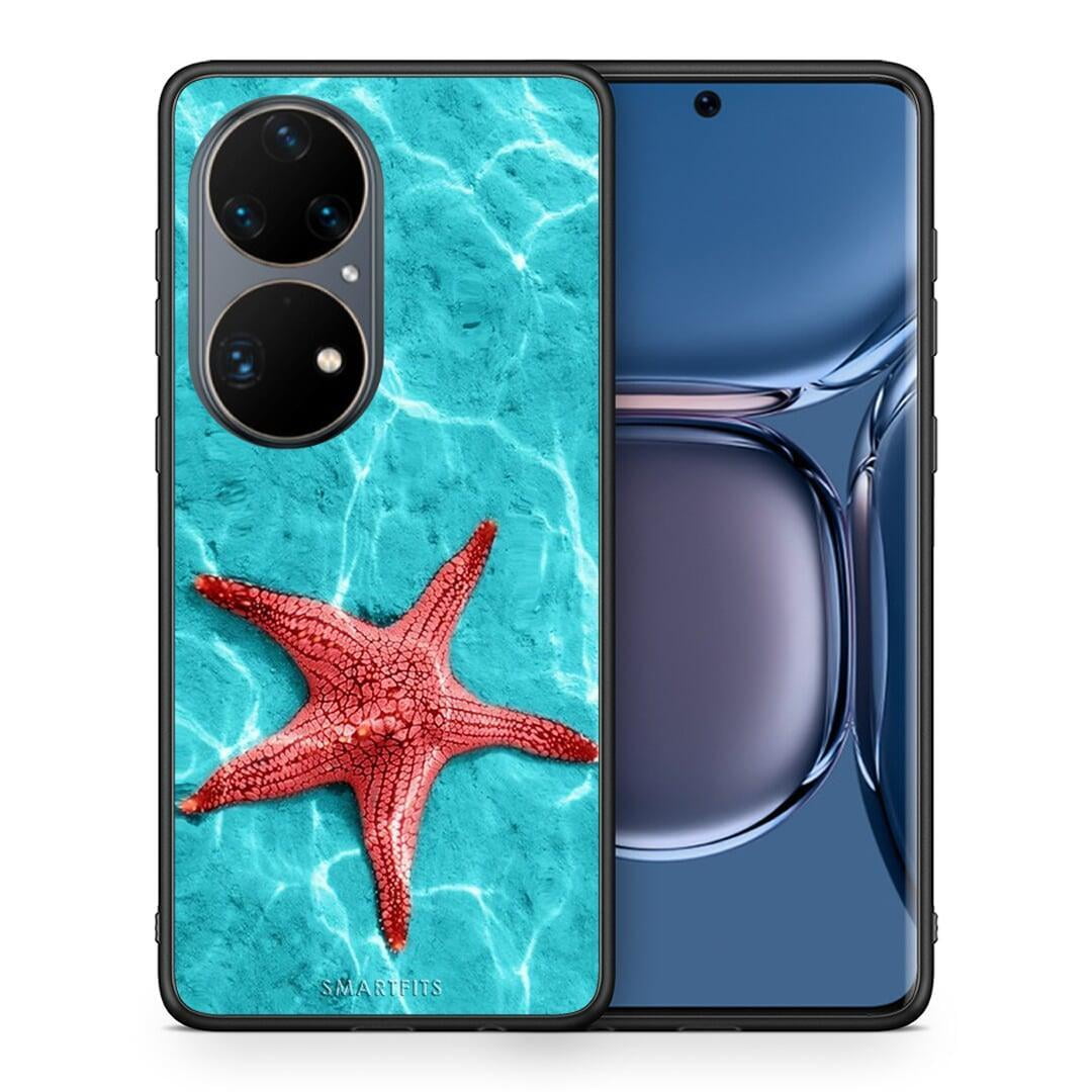 Θήκη Huawei P50 Pro Red Starfish από τη Smartfits με σχέδιο στο πίσω μέρος και μαύρο περίβλημα | Huawei P50 Pro Red Starfish case with colorful back and black bezels