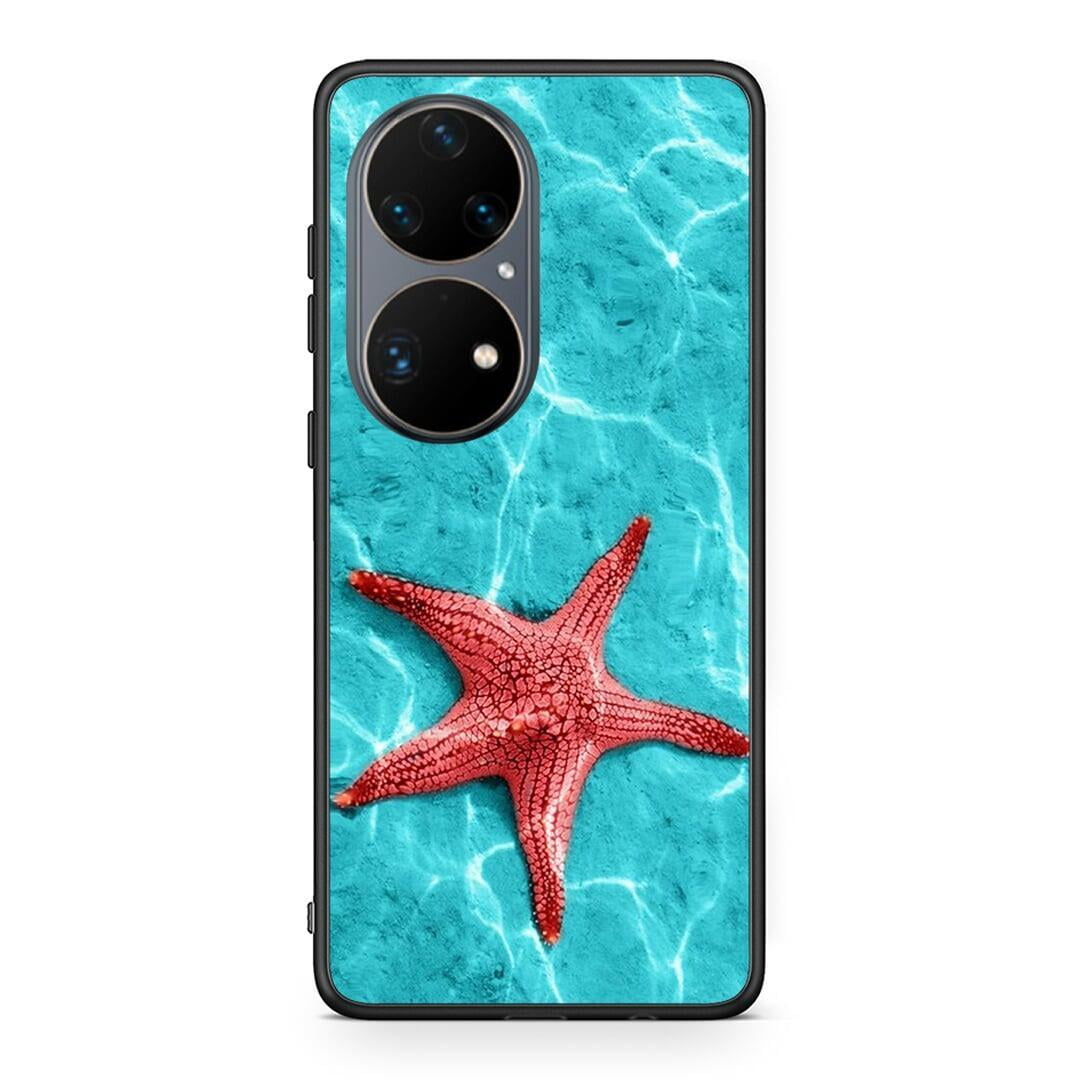 Huawei P50 Pro Red Starfish Θήκη από τη Smartfits με σχέδιο στο πίσω μέρος και μαύρο περίβλημα | Smartphone case with colorful back and black bezels by Smartfits