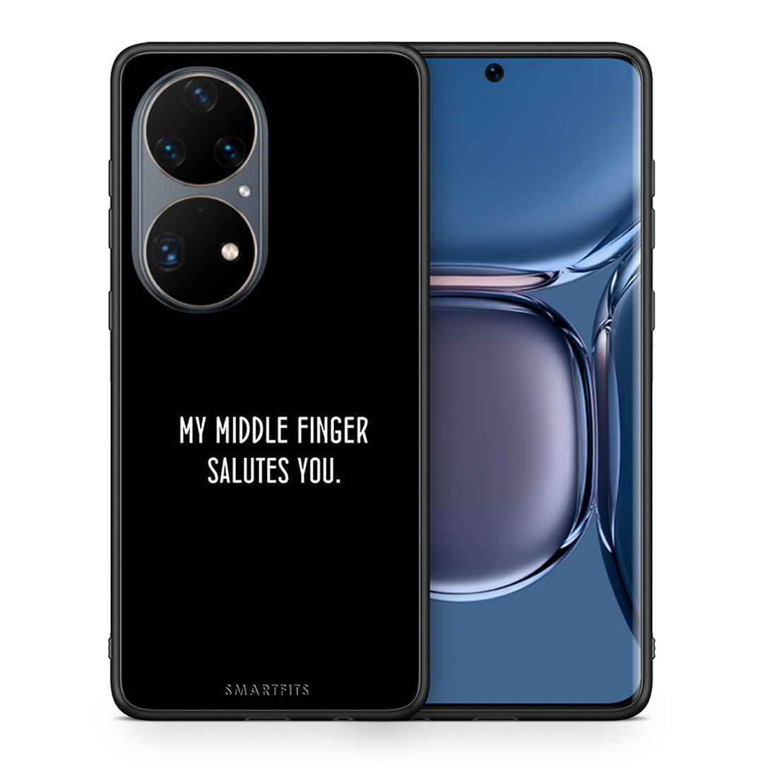 Θήκη Huawei P50 Pro Salute από τη Smartfits με σχέδιο στο πίσω μέρος και μαύρο περίβλημα | Huawei P50 Pro Salute case with colorful back and black bezels