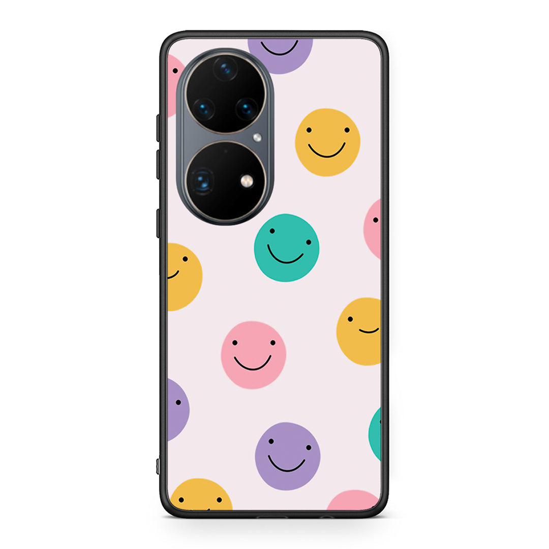 Huawei P50 Pro Smiley Faces θήκη από τη Smartfits με σχέδιο στο πίσω μέρος και μαύρο περίβλημα | Smartphone case with colorful back and black bezels by Smartfits