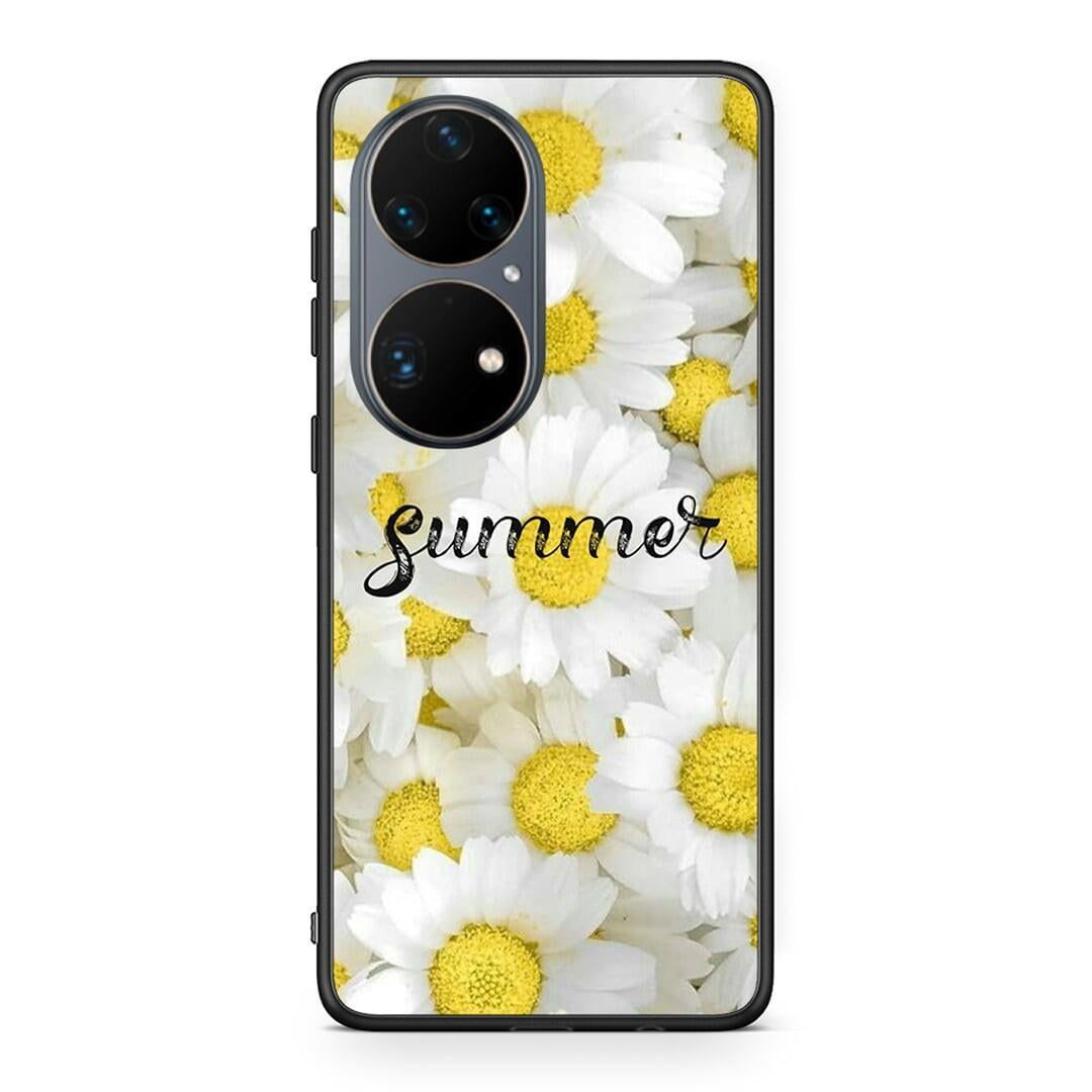 Huawei P50 Pro Summer Daisies Θήκη από τη Smartfits με σχέδιο στο πίσω μέρος και μαύρο περίβλημα | Smartphone case with colorful back and black bezels by Smartfits