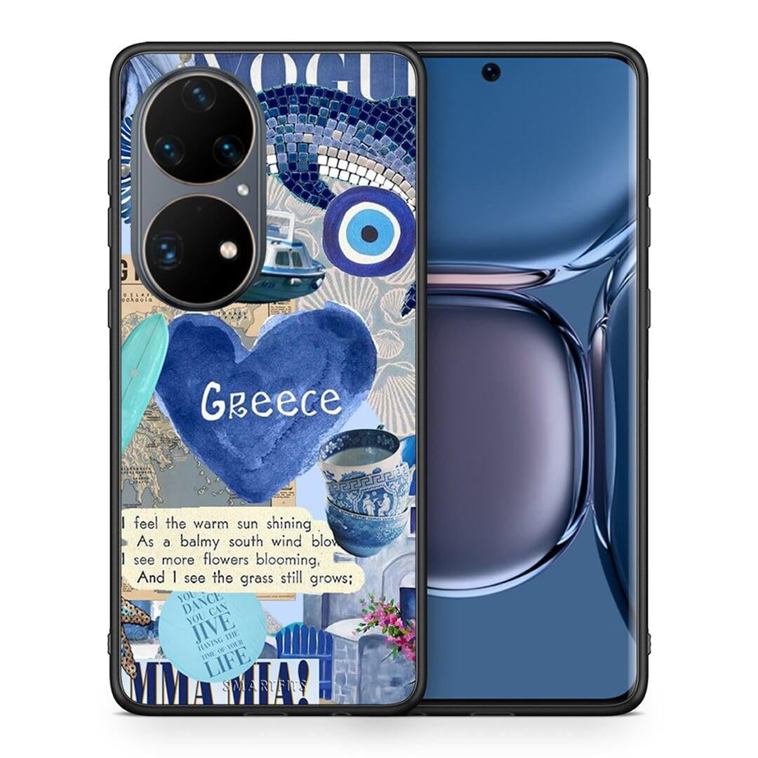 Θήκη Huawei P50 Pro Summer In Greece από τη Smartfits με σχέδιο στο πίσω μέρος και μαύρο περίβλημα | Huawei P50 Pro Summer In Greece case with colorful back and black bezels