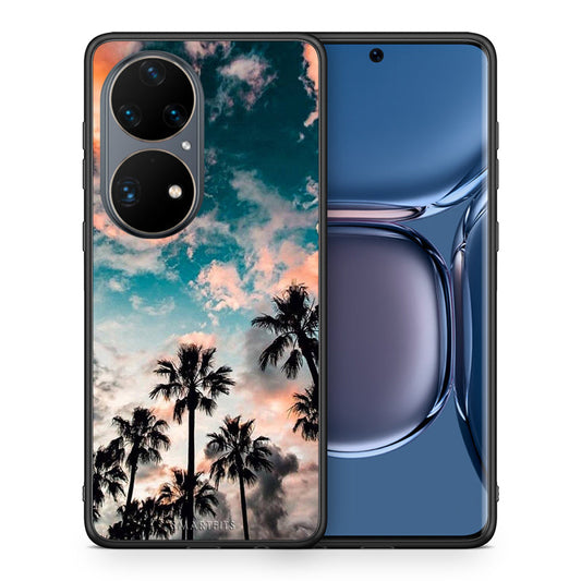 Θήκη Huawei P50 Pro Sky Summer από τη Smartfits με σχέδιο στο πίσω μέρος και μαύρο περίβλημα | Huawei P50 Pro Sky Summer case with colorful back and black bezels