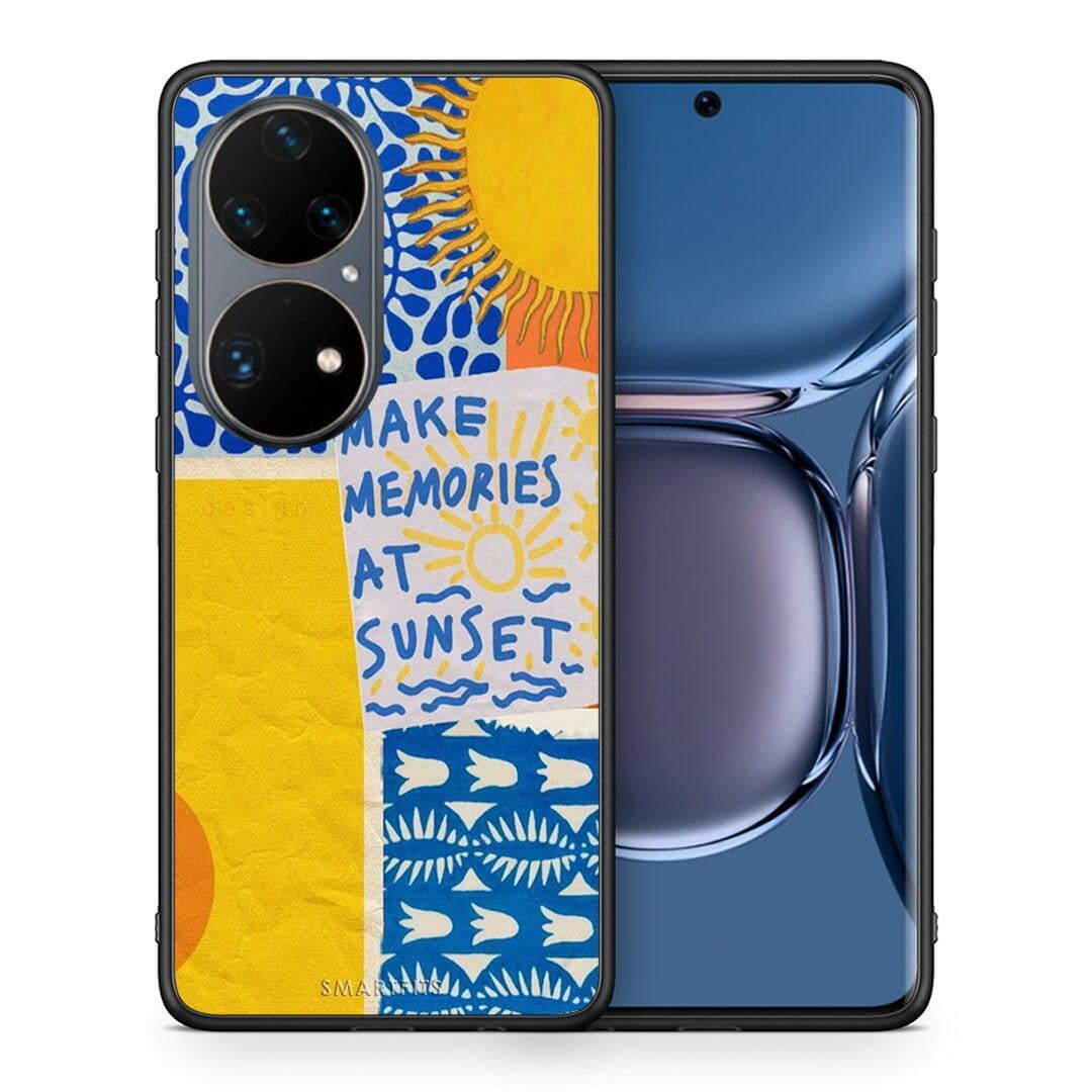 Θήκη Huawei P50 Pro Sunset Memories από τη Smartfits με σχέδιο στο πίσω μέρος και μαύρο περίβλημα | Huawei P50 Pro Sunset Memories case with colorful back and black bezels