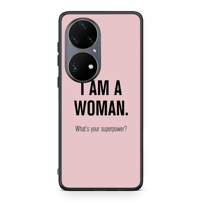 Huawei P50 Pro Superpower Woman θήκη από τη Smartfits με σχέδιο στο πίσω μέρος και μαύρο περίβλημα | Smartphone case with colorful back and black bezels by Smartfits