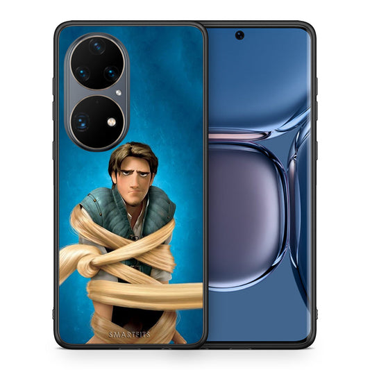 Θήκη Αγίου Βαλεντίνου Huawei P50 Pro Tangled 1 από τη Smartfits με σχέδιο στο πίσω μέρος και μαύρο περίβλημα | Huawei P50 Pro Tangled 1 case with colorful back and black bezels