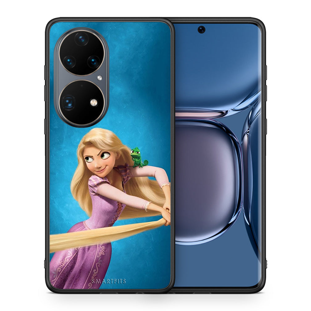 Θήκη Αγίου Βαλεντίνου Huawei P50 Pro Tangled 2 από τη Smartfits με σχέδιο στο πίσω μέρος και μαύρο περίβλημα | Huawei P50 Pro Tangled 2 case with colorful back and black bezels