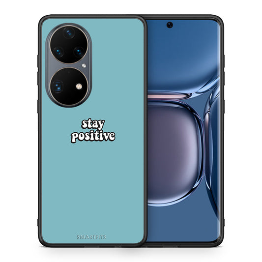 Θήκη Huawei P50 Pro Positive Text από τη Smartfits με σχέδιο στο πίσω μέρος και μαύρο περίβλημα | Huawei P50 Pro Positive Text case with colorful back and black bezels